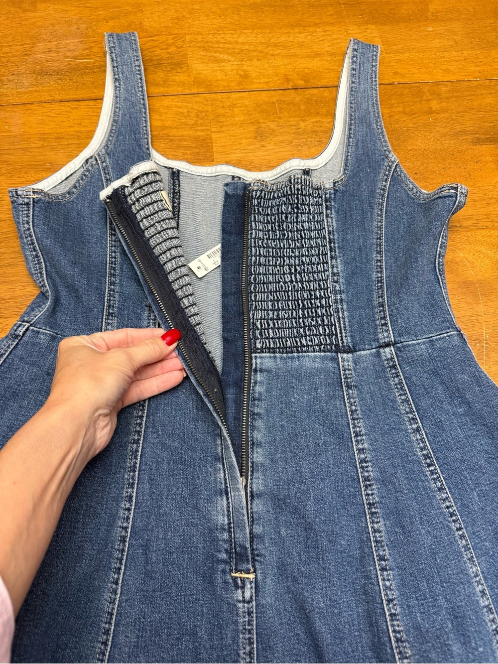 Madewell Seamed Flare Midi Dress in Croswell Wash - Picture 8 of 8